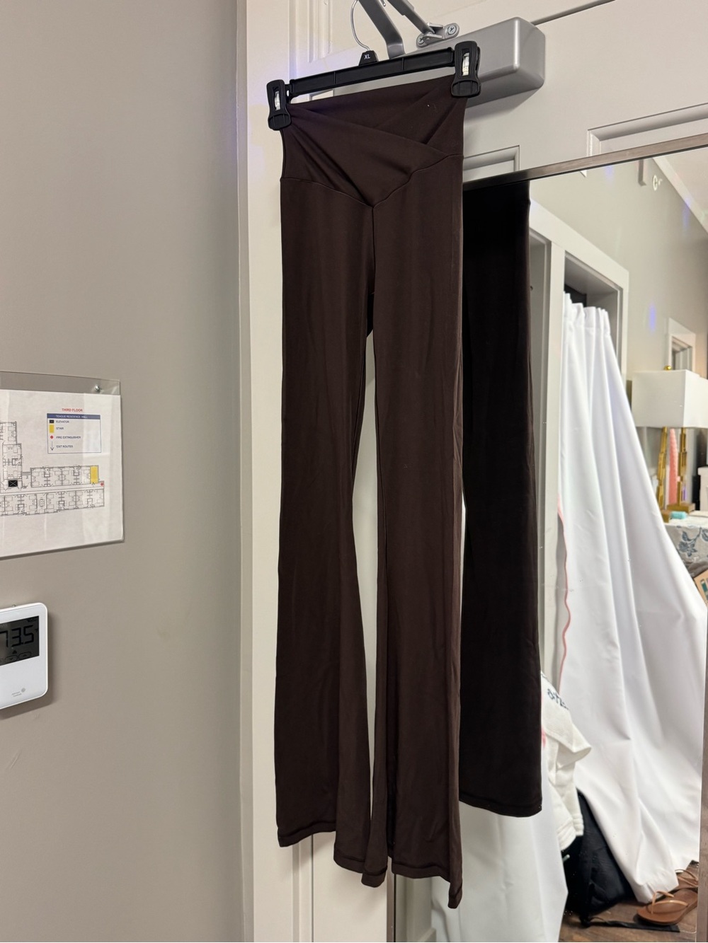 aerie Chocolate Brown Flare Yoga Pants with Crossover Waistband